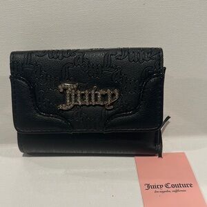 NWT Juicy Couture Heartless Double sided Trifold wallet with Heart Keyring.
